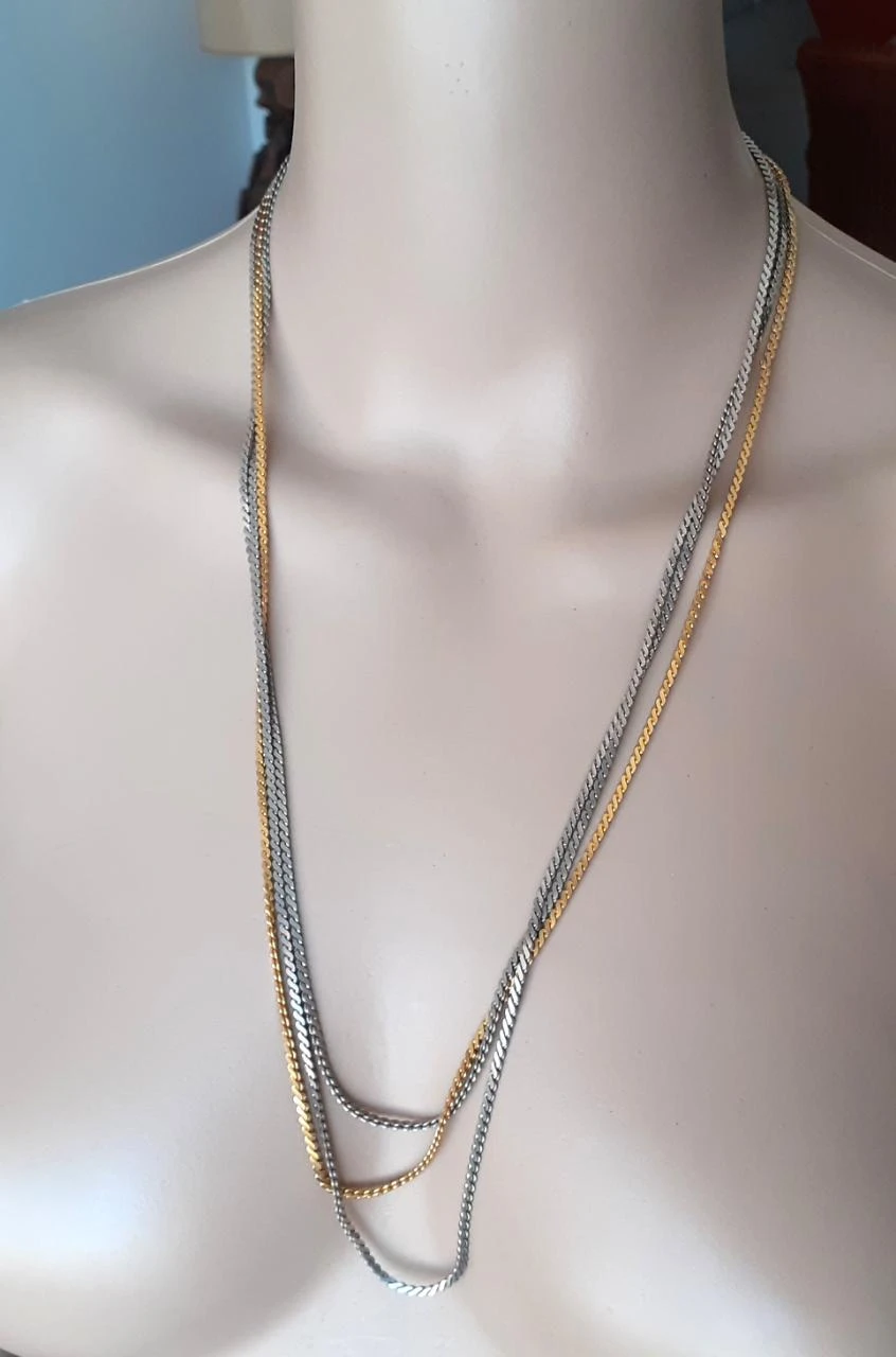Vintage silver and gold layered gourmet '80 necklace – photo 5
